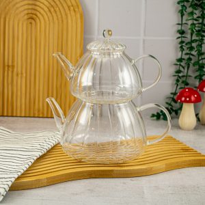 کتری قوری پیرکس طرح کدویی