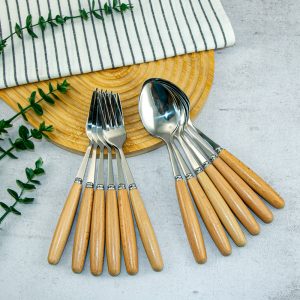 قاشق چنگال دسته چوبی